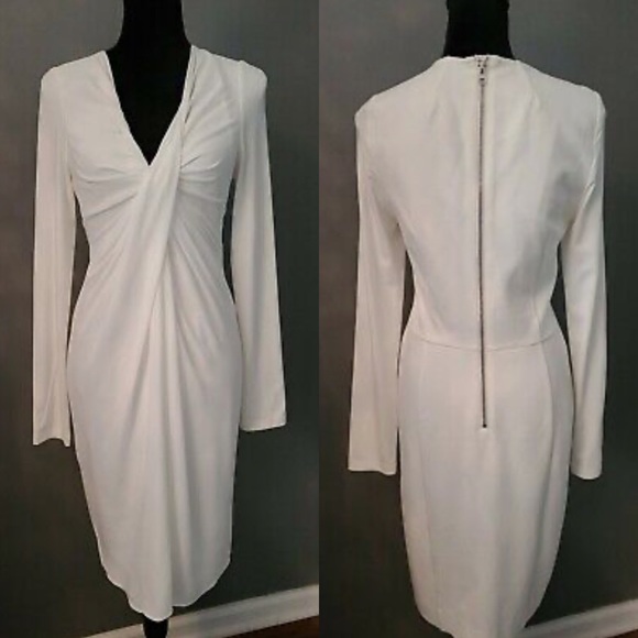 NWT Chris Gramer White Draped Sheath Dress - Picture 1 of 5